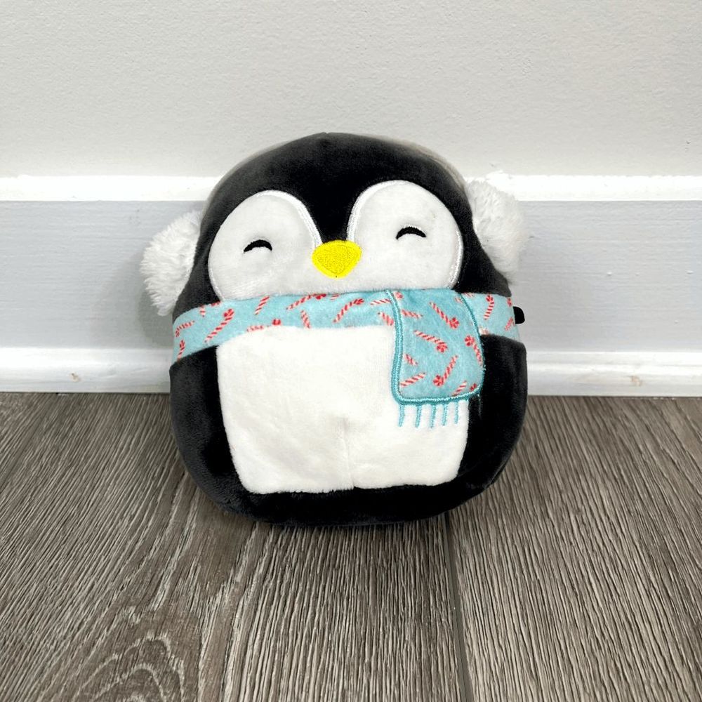 Squishmallow Luna Penguin in Ear Muffs And Candy Cane Scarf 6" Soft Stuffed Toy